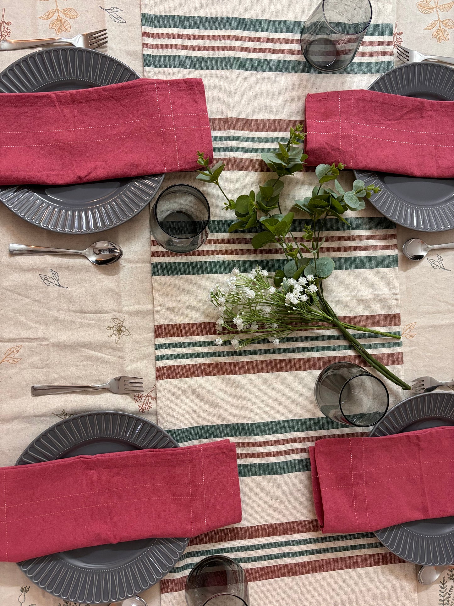 Striped Woven Cotton Table Runner